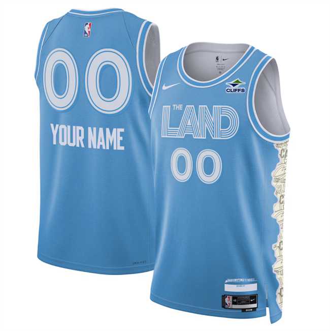 Mens Cleveland Cavaliers Active Player Custom Light Blue 2024-25 City Edition Stitched Jersey